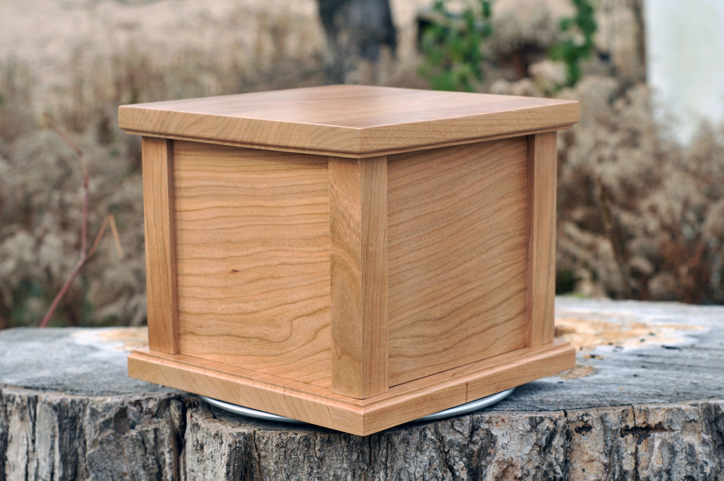 Wood Flower Cremation Urn