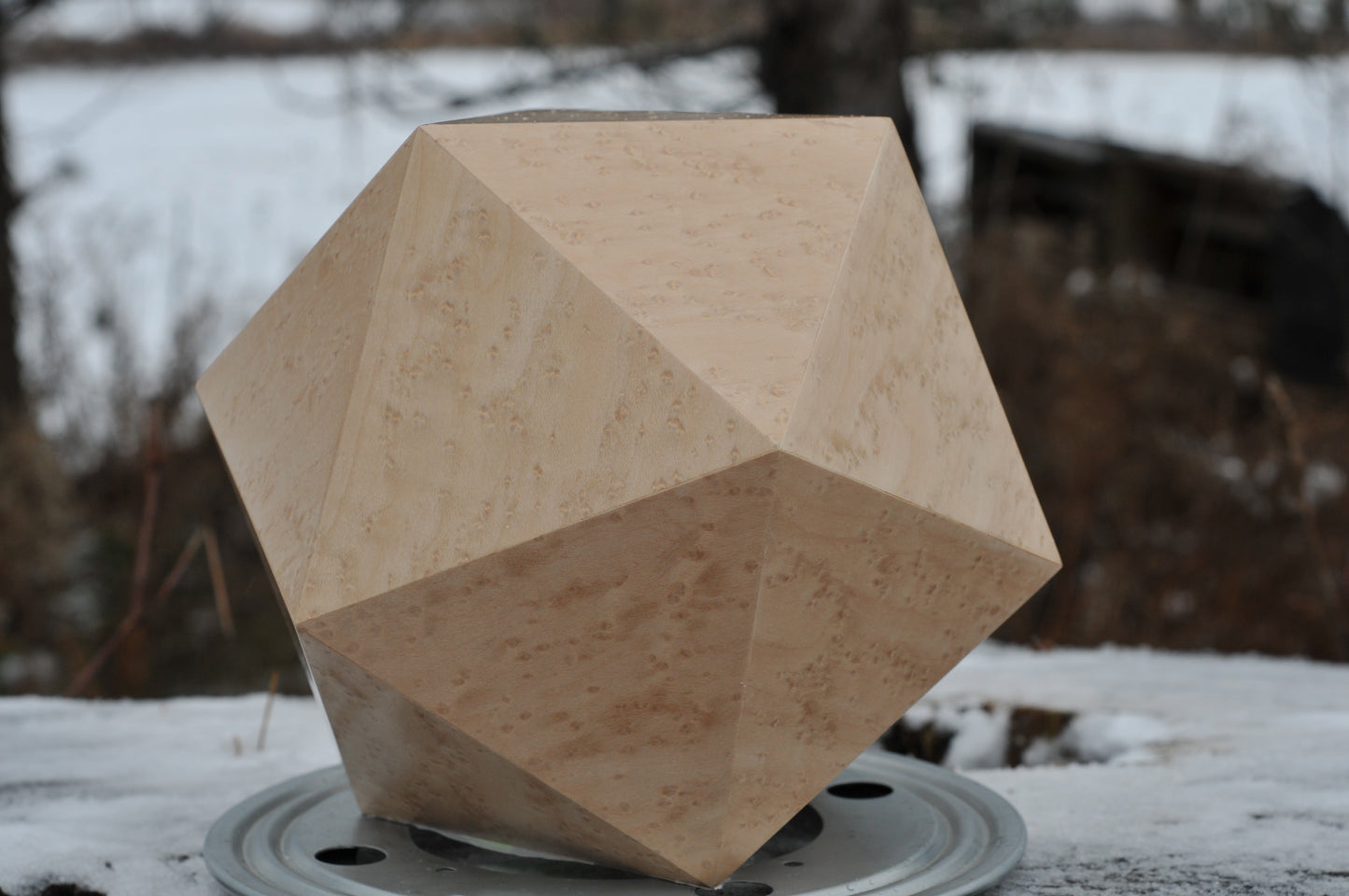 Modern Geometric Urn Birds Eye Maple