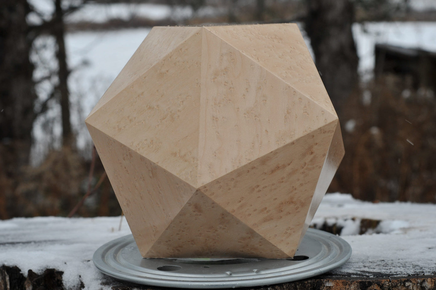 Modern Geometric Urn Birds Eye Maple