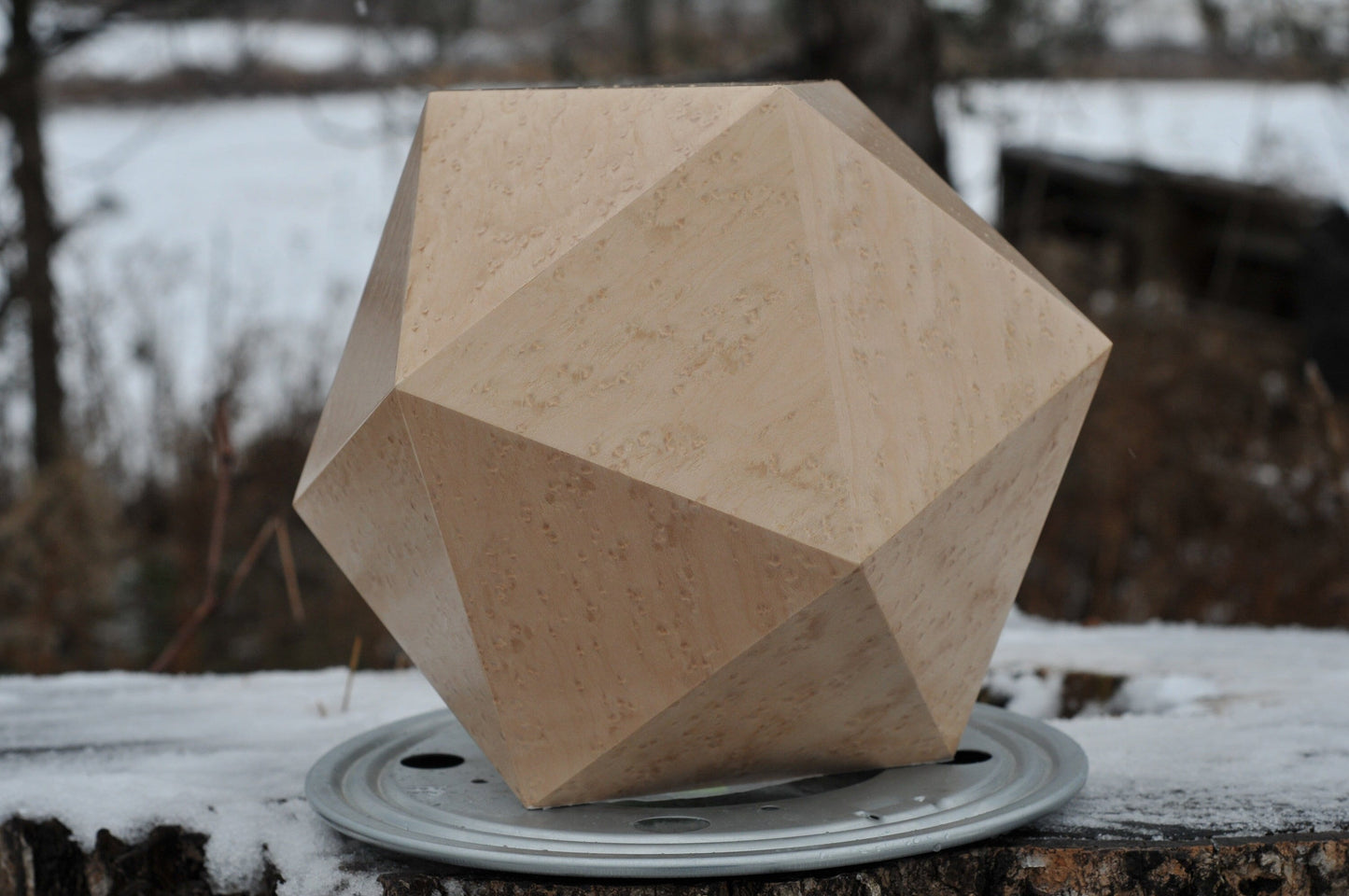 Modern Geometric Urn Birds Eye Maple