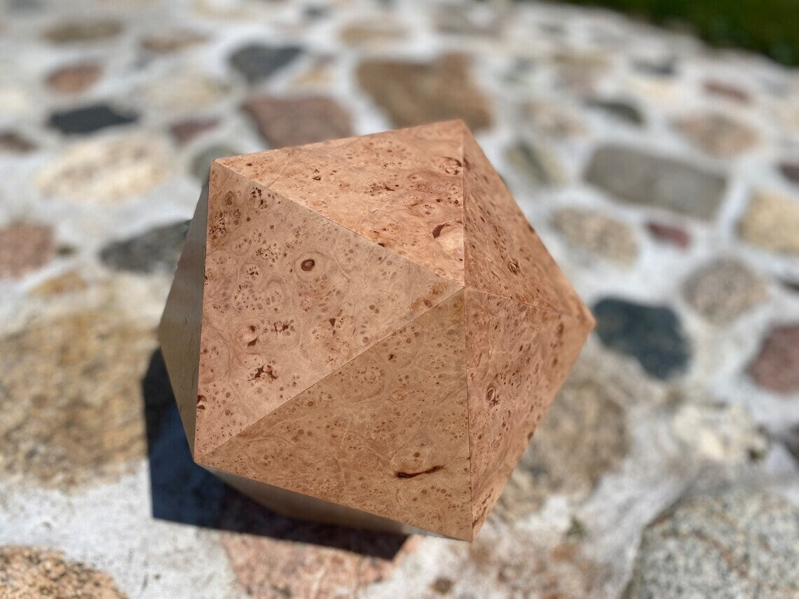 Custom Urn | 20-Sided Maple Burl Geometric Urn