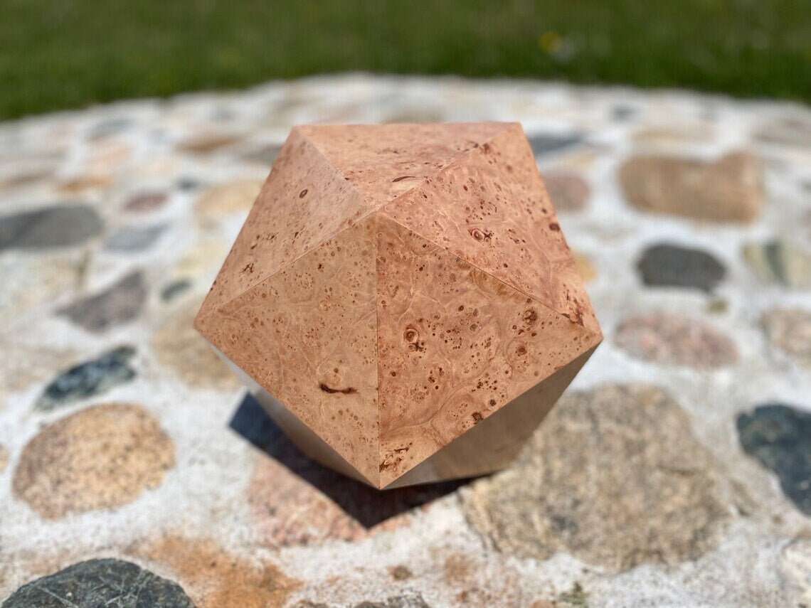 Custom Urn | 20-Sided Maple Burl Geometric Urn